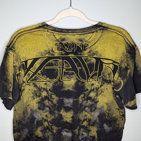 Xzavier skull grunge acid wash fade wings Gothic 2 sided AOP Mens Tshirt Medium - Picture 6 of 8